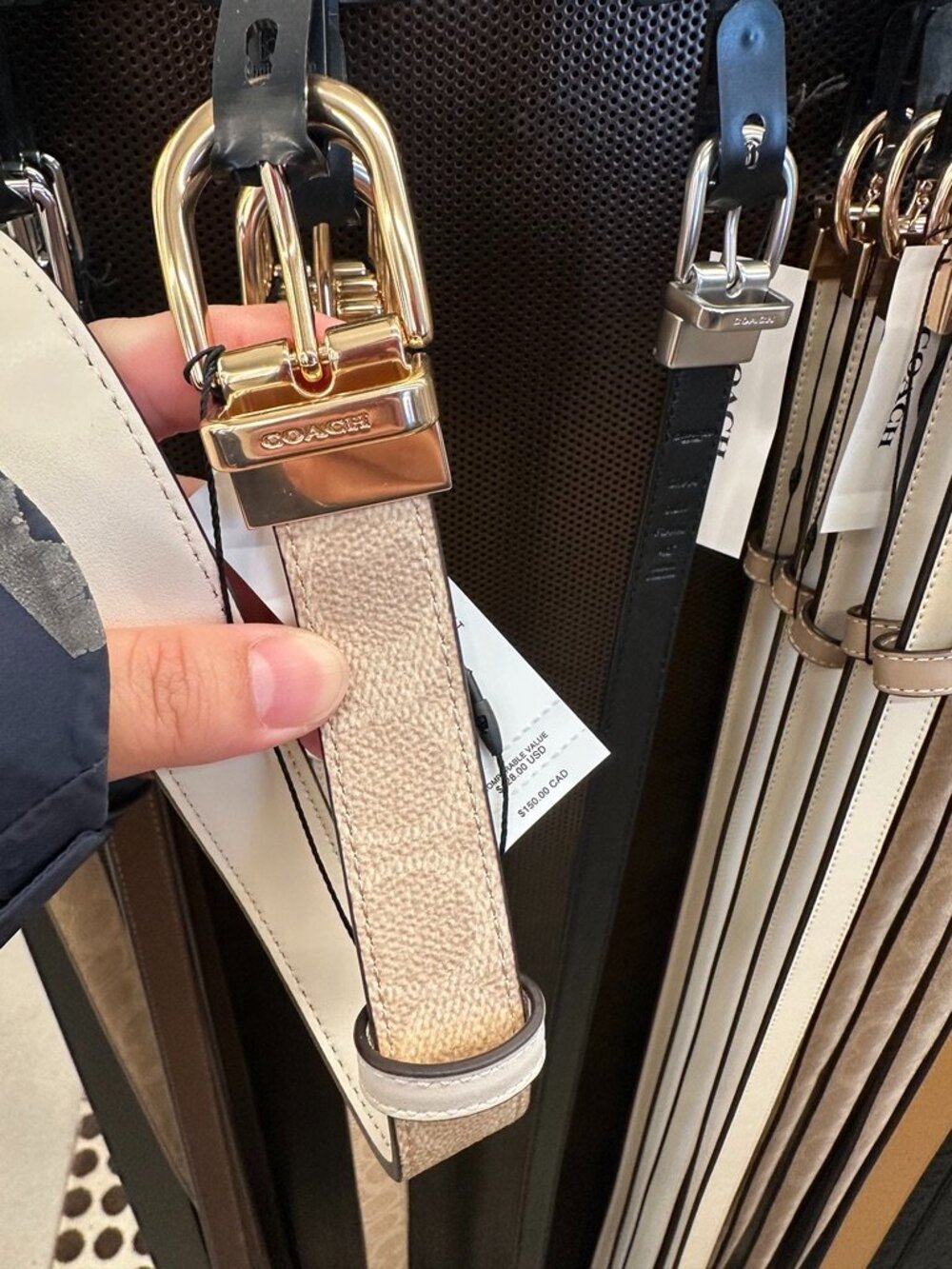 NWT! Coach CX057 Classic Buckle Cut To Size Reversible Belt 25MM Sand/Chalk - Picture 2 of 6
